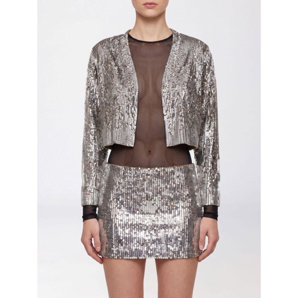 Dsquared2 Women Cropped Wool V-Neck Jacket Dsquared2 With Sequins